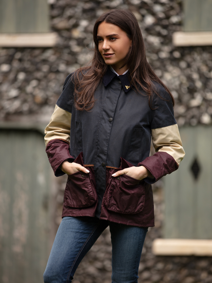 Ladies Landowner Tri Colour Wax Walking Jacket Coastal
