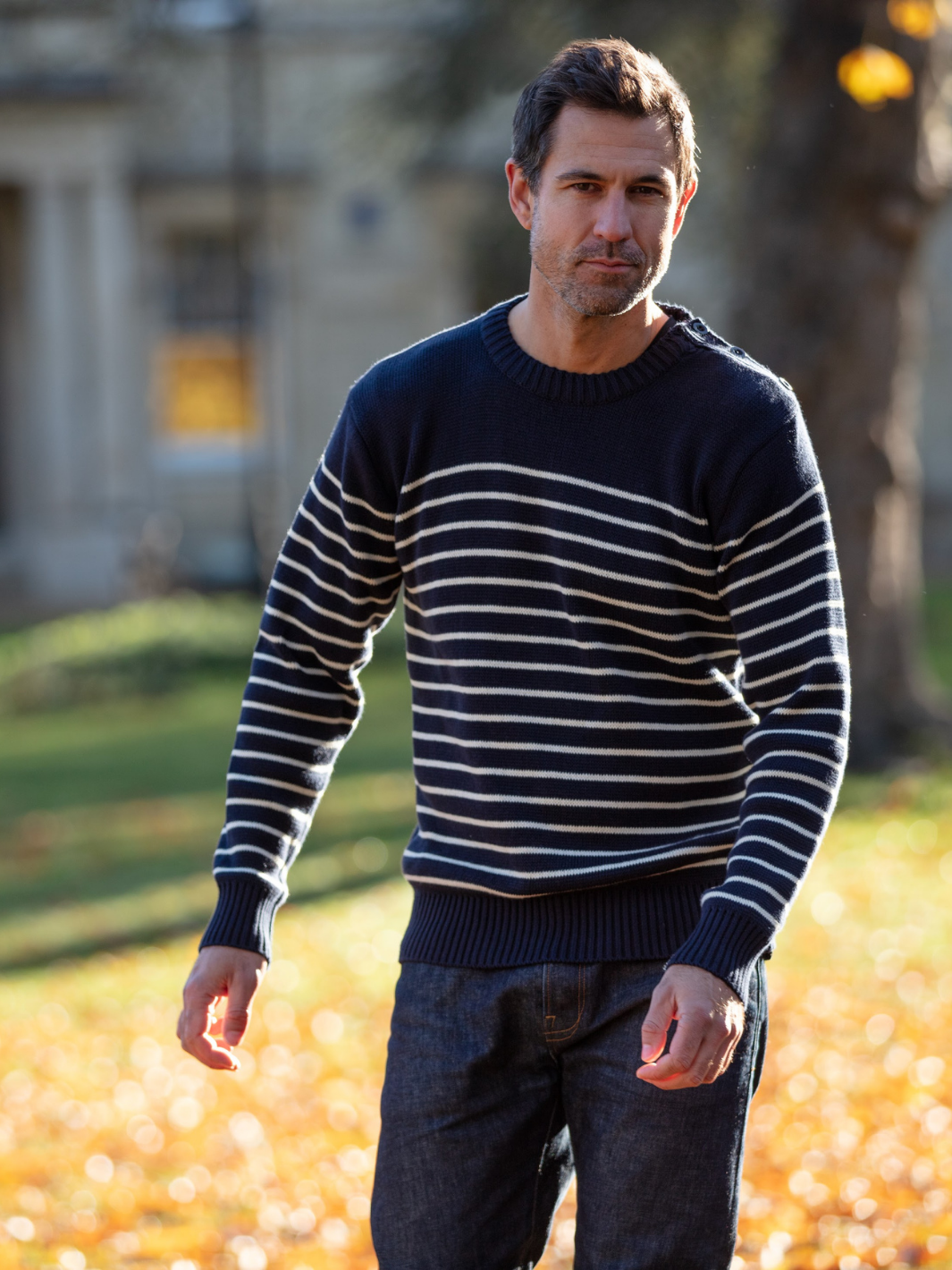 Navy Breton Stripe Sweatshirt Mens Knitwear John Partridge Co