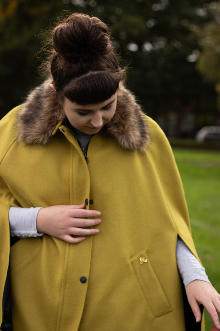 Newbury Ochre Yellow Tweed Cape Ladies Capes John Partridge Co